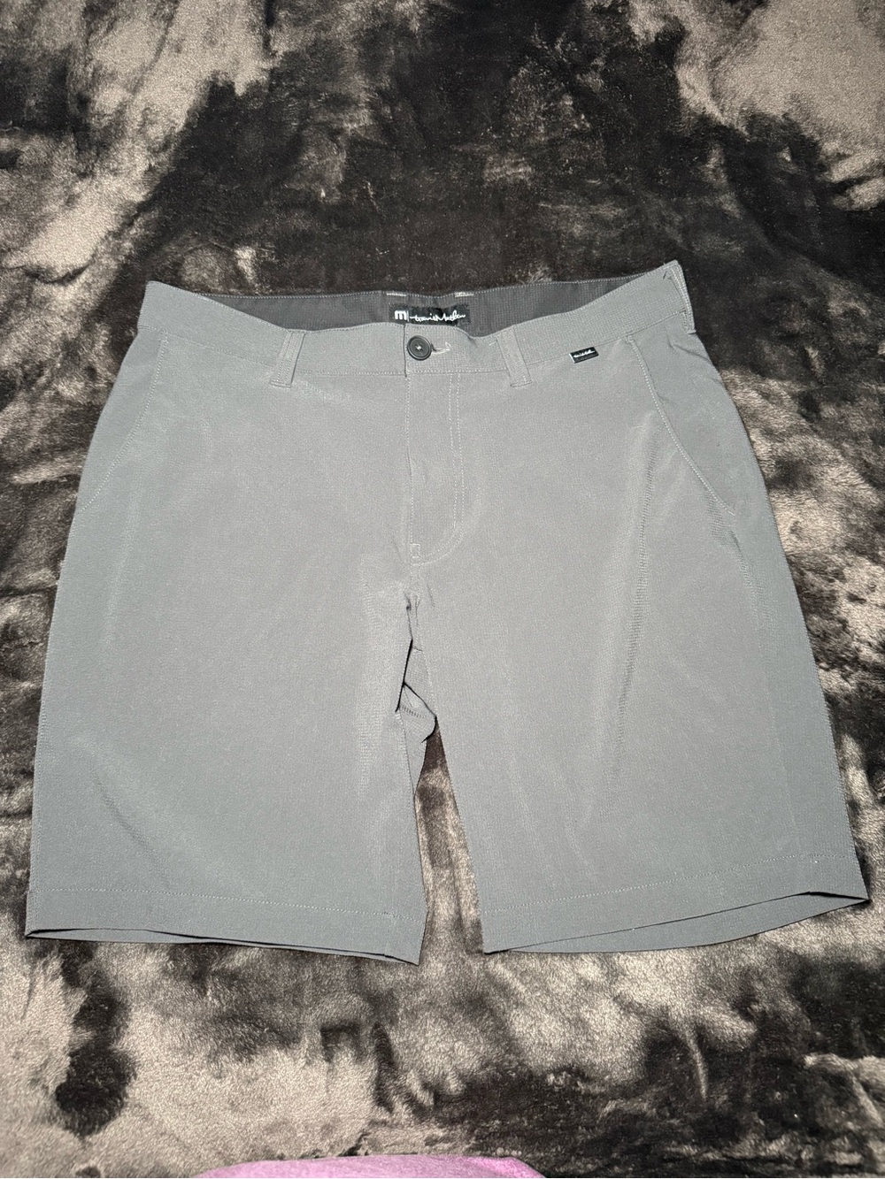 Travis Mathew Men's Gray Flat Front Performance Golf Shorts